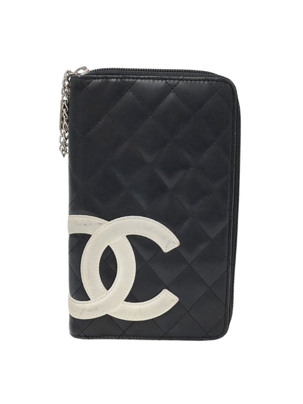 Chanel Wallet Cambon Chief Lambskin Black Pink Zip Around